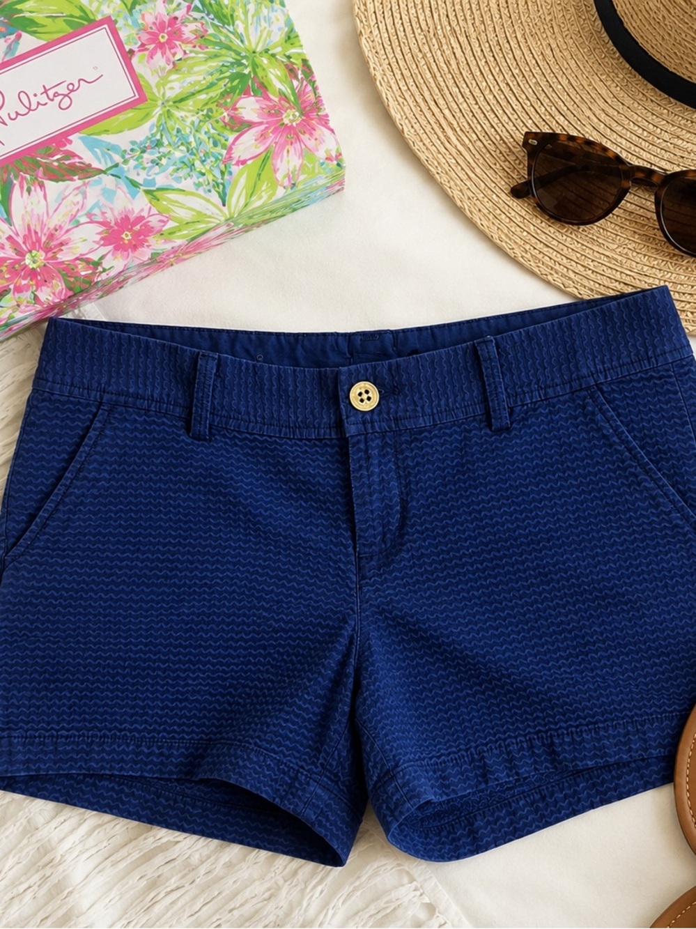 Lilly Pulitzer Navy Textured Shorts Size 12
